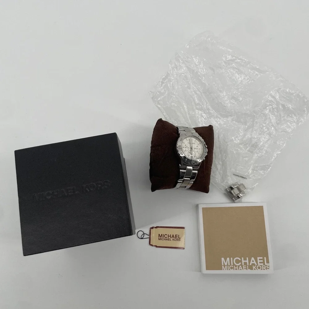 Michael Kors Watch Women OS Silver MK-5498 Chronograph Stainless Steel Bracelet